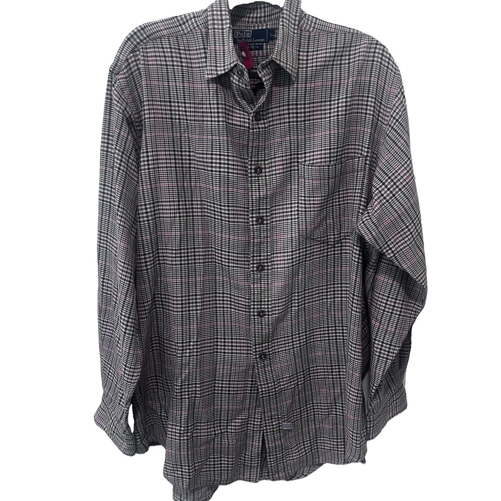 Vintage Polo Ralph Lauren Glen Plaid Black/white/pink Men L Preppy Americana